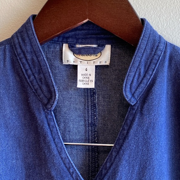Talbots Cotton Dark Blue Washed Denim Dress Size 4 Petite Button Up Detail Long - Picture 4 of 9